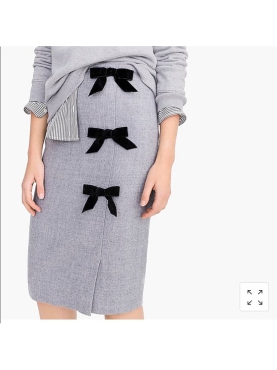 J. Crew Dresses & Skirts - J. Crew Gray Pencil Skirt with Black Velvet Bows Size 12